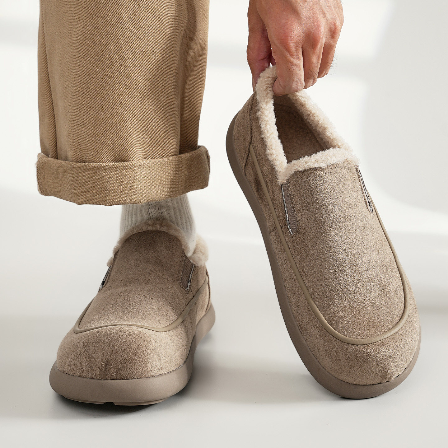 棉拖鞋男冬季加绒保暖防寒男士外穿防滑休闲皮毛一体全包勃肯棉鞋,淘宝优惠券,粉丝福利购,淘宝优惠卷