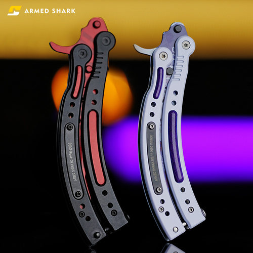 CSGO-V3周边蝴蝶刀未开刃练习训练刀折叠甩手耍刀花式爪刀玩具刀 - 图1