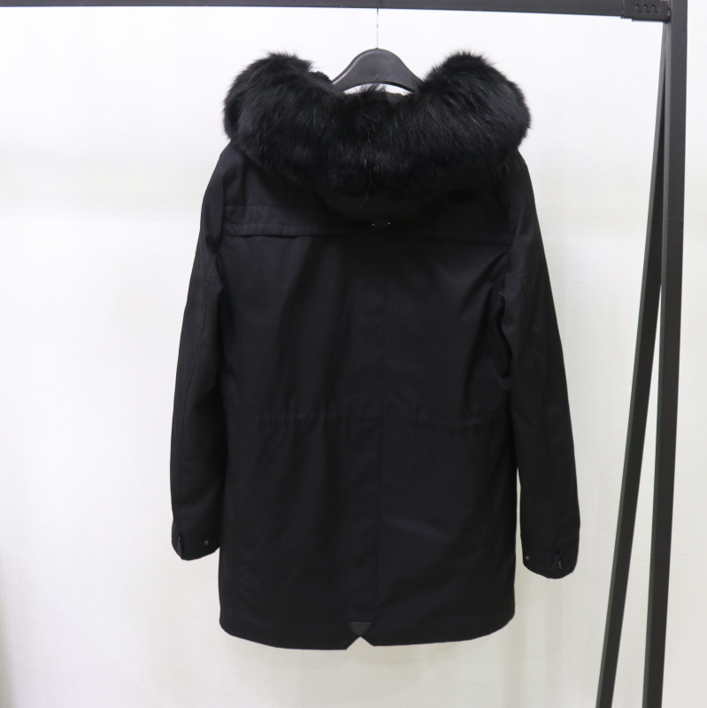 秒 男款休闲獭兔毛内胆帽子款狐狸毛领加厚派克服外套 - 图3