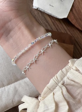Margot手作施家白水晶手链手串小众精致百搭叠戴简约水晶手饰手串