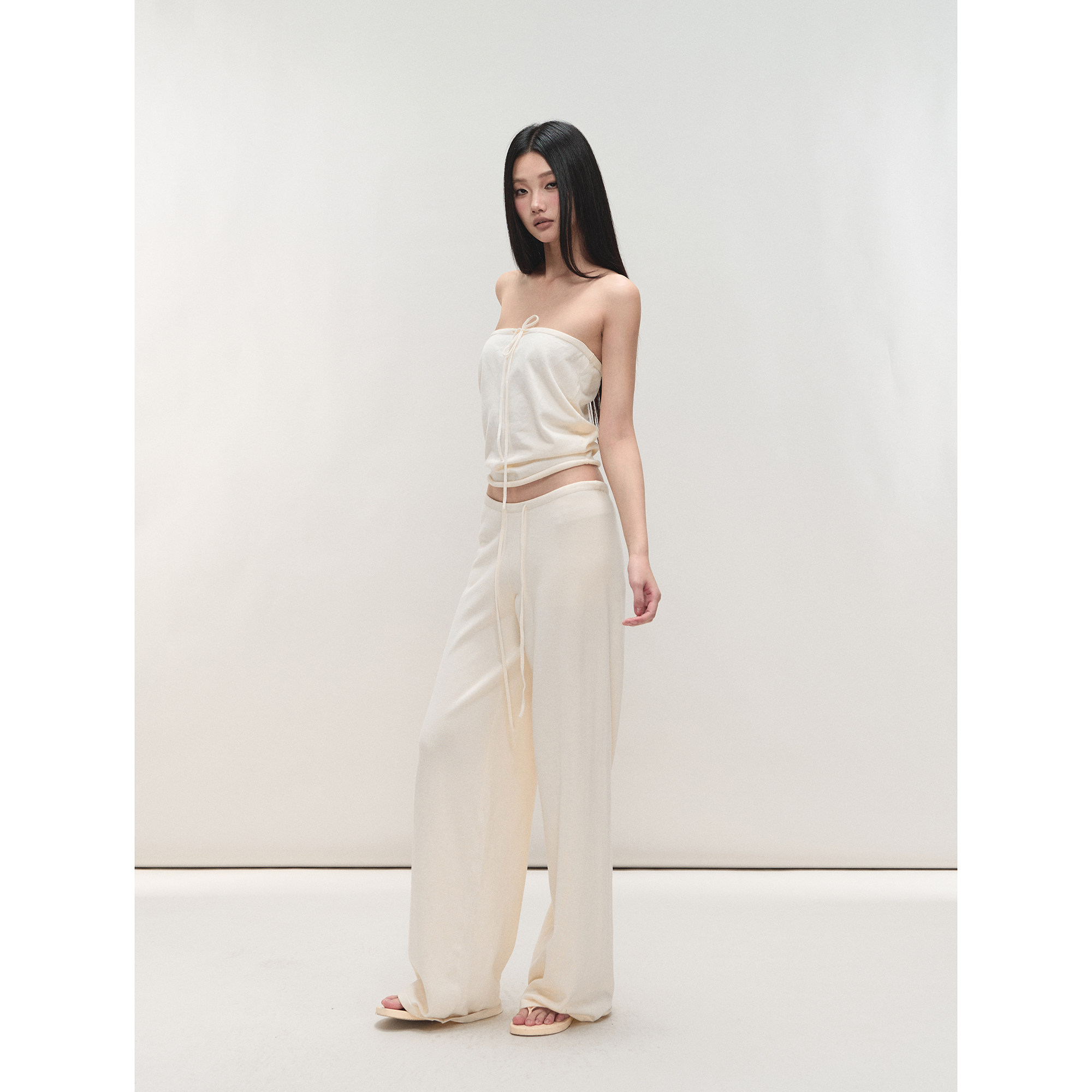 PEMPL 柔软亲肤修身系带针织抹胸背心女慵懒风休闲长裤时尚套装,淘宝优惠券,粉丝福利购,淘宝优惠卷