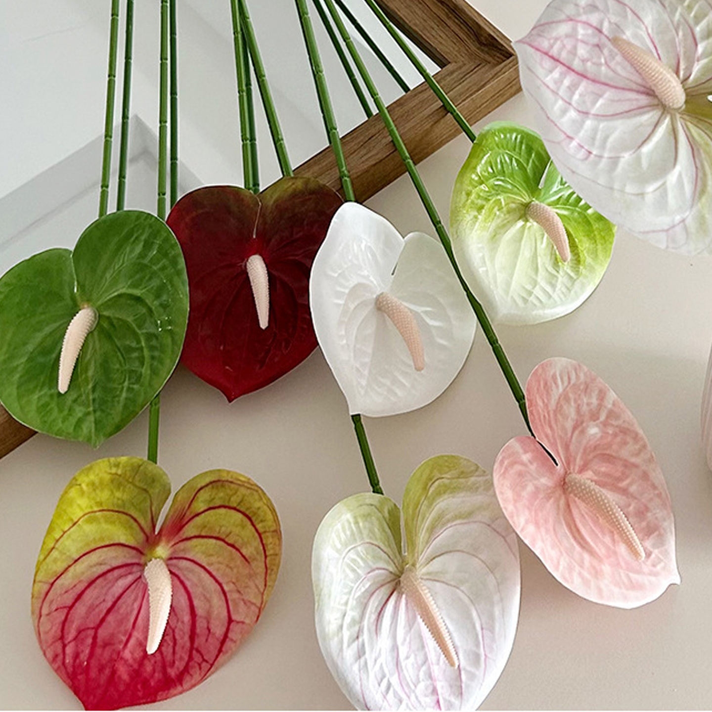 仿真红掌白掌绿掌粉掌假花蚀拍照摄道具客厅餐桌家居店铺陈列饰品 - 图1