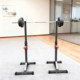 Split squat rack and bench press rack move to save space