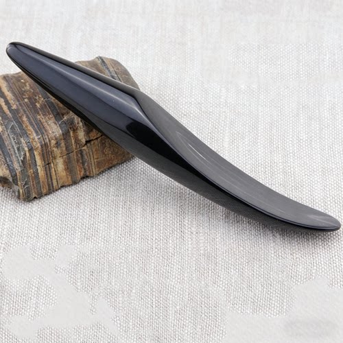 天然水牛角拨筋棒 弯头刮痧活经络拔筋棒筋膜按摩棒 按压点穴笔 - 图0