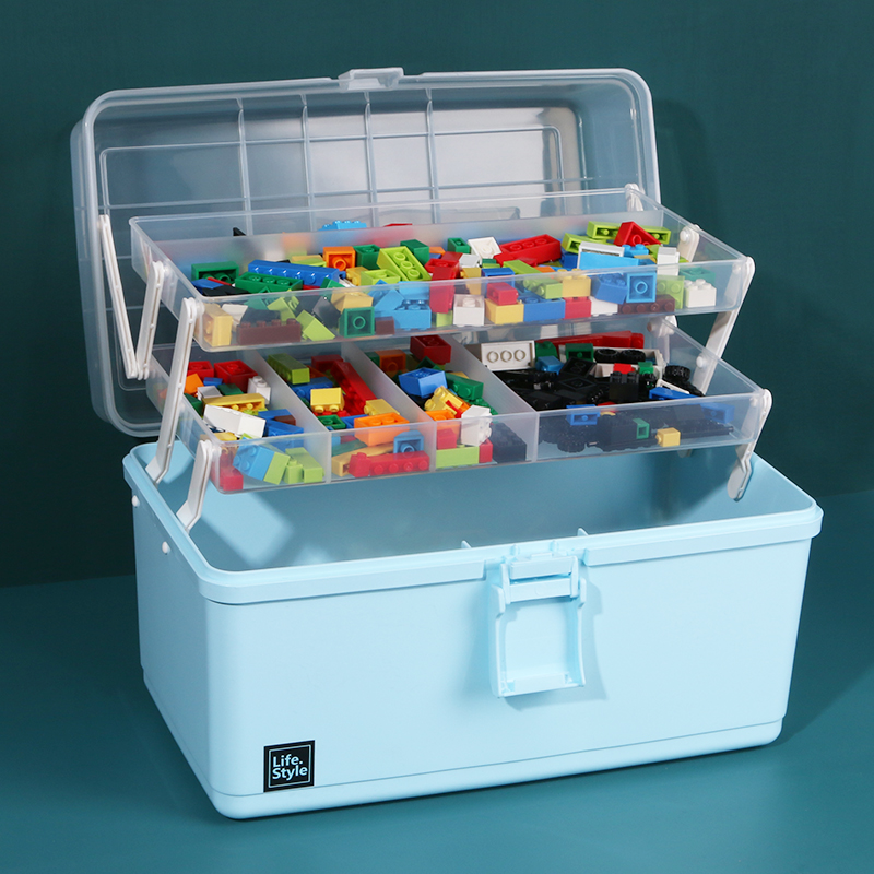 乐高收纳盒儿童积木玩具分类盒子小颗粒零件分格透明防尘整理箱 - 图0