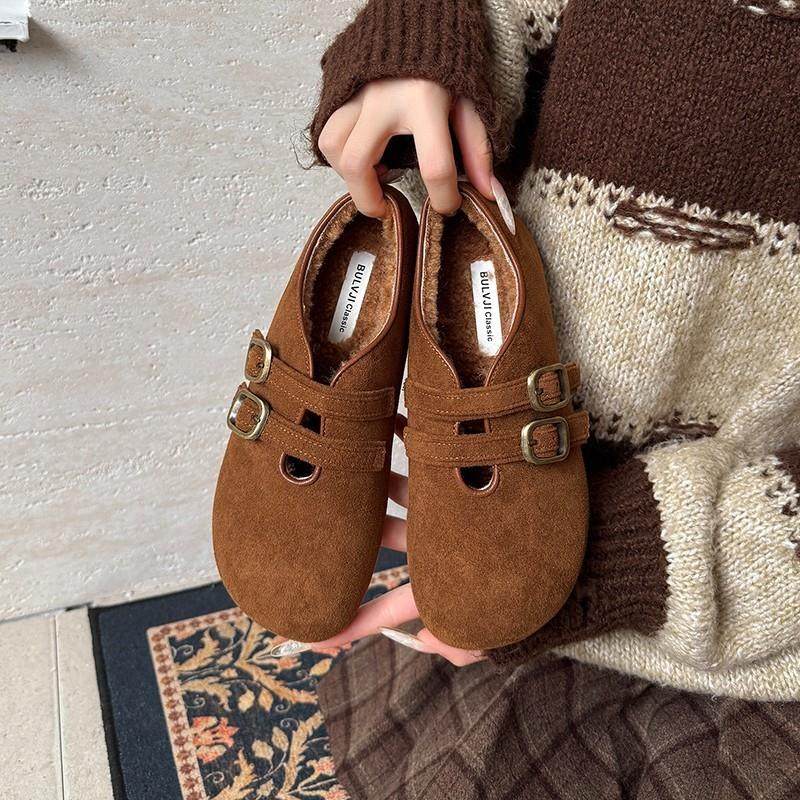 法式丑萌复古加绒保暖平底勃肯鞋女款2026新款冬季英伦风加厚棉鞋,淘宝优惠券,粉丝福利购,淘宝优惠卷