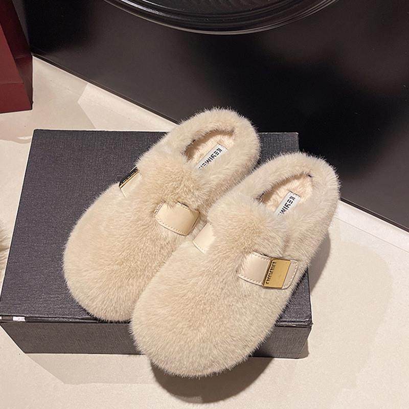 勃肯鞋加绒女秋冬季新款毛毛拖鞋一脚蹬新款保暖百搭平底包头半拖,淘宝优惠券,粉丝福利购,淘宝优惠卷