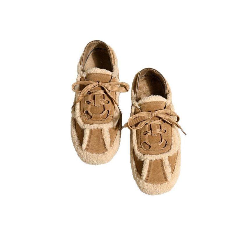 加绒雪地棉毛毛鞋女2026新款秋冬季系带休闲鞋百搭羊羔毛豆豆鞋,淘宝优惠券,粉丝福利购,淘宝优惠卷