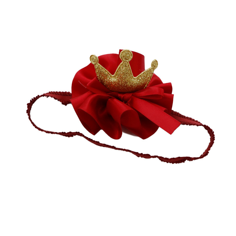 婴儿发带皇冠头饰宝宝发饰红色百天周岁生日洋气儿童小女孩头花 - 图3