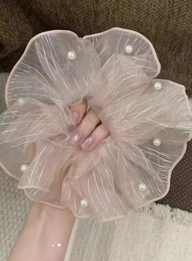 阳光下的人鱼公主纱~韩系钉珠发圈闪闪氛围感小众大肠发圈发绳女