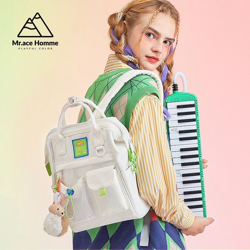 mracehomme松鼠奶酪手提女双肩包 mracehomme简恬双肩背包