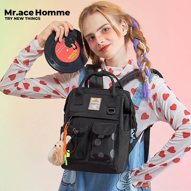 mracehomme松鼠奶酪手提女双肩包 mracehomme简恬双肩背包