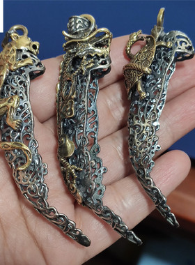 民族风新款925银熊牙套包银镶嵌大虎头套托爪子套饰品复古