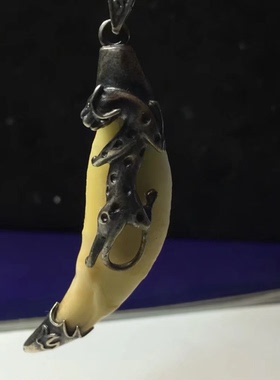 越轩银匠s925银镶牙吊坠立体浮雕黑狗牙吊坠牙尖套包邮