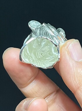 铜镀银爪子套吊坠虎头托镶嵌银套牙尖配件男士小角挂件