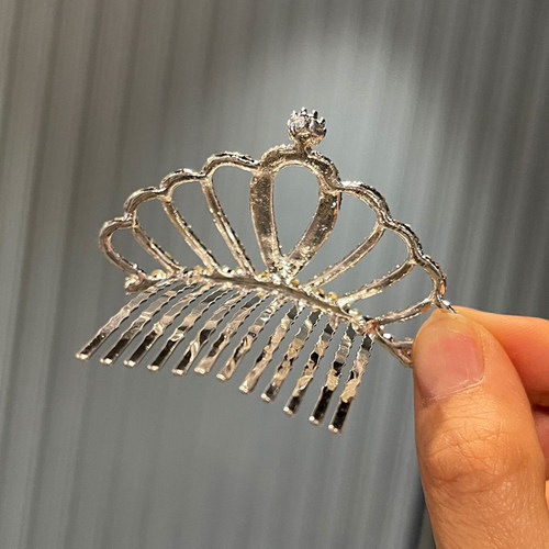 韩国镶钻皇冠插梳头饰儿童公主演出礼服拍照发饰宝宝发夹女孩发卡 - 图1