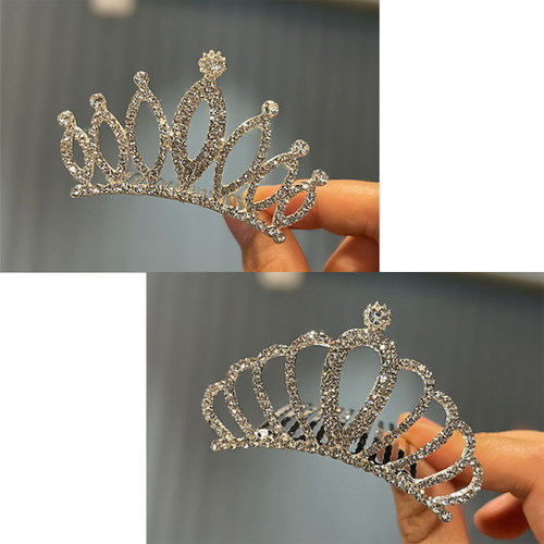 韩国镶钻皇冠插梳头饰儿童公主演出礼服拍照发饰宝宝发夹女孩发卡 - 图2