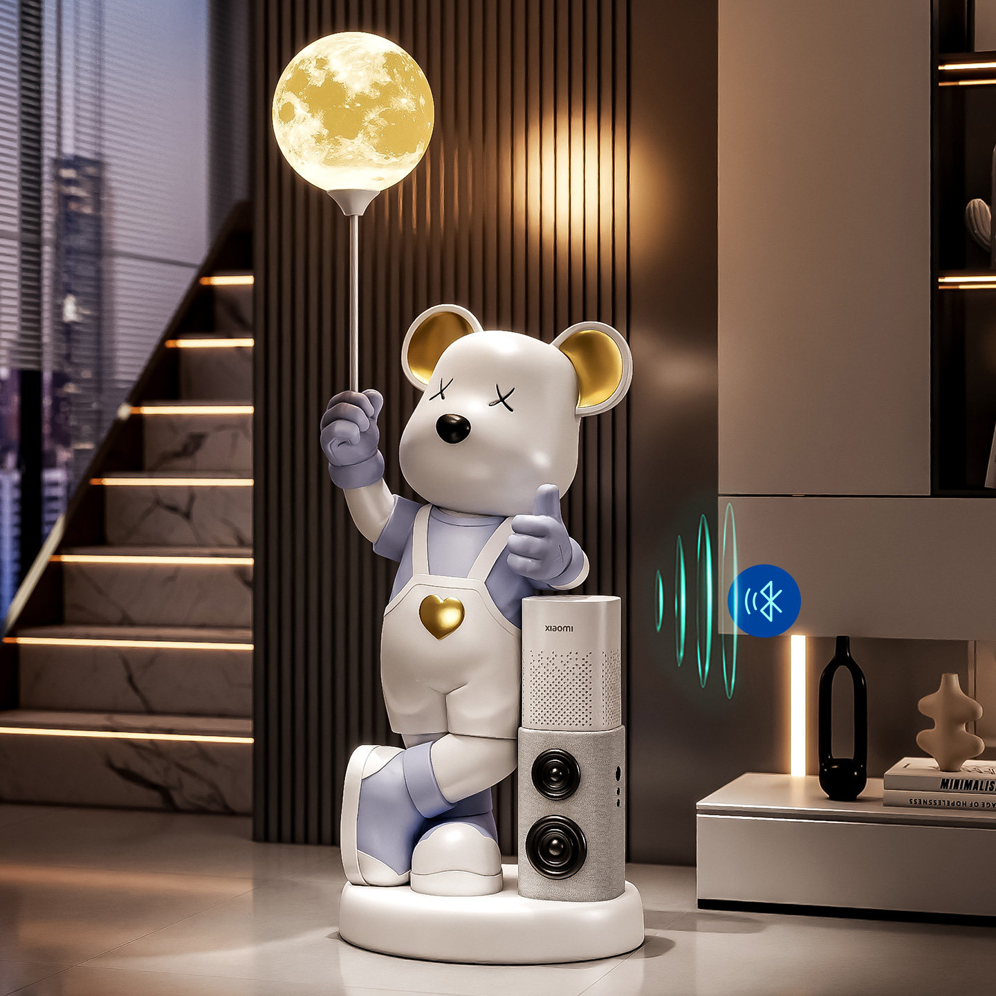 小爱同学智能音箱摆件2025新款暴力熊客厅大型落地展示柜墙角格栅,淘宝优惠券,粉丝福利购,淘宝优惠卷