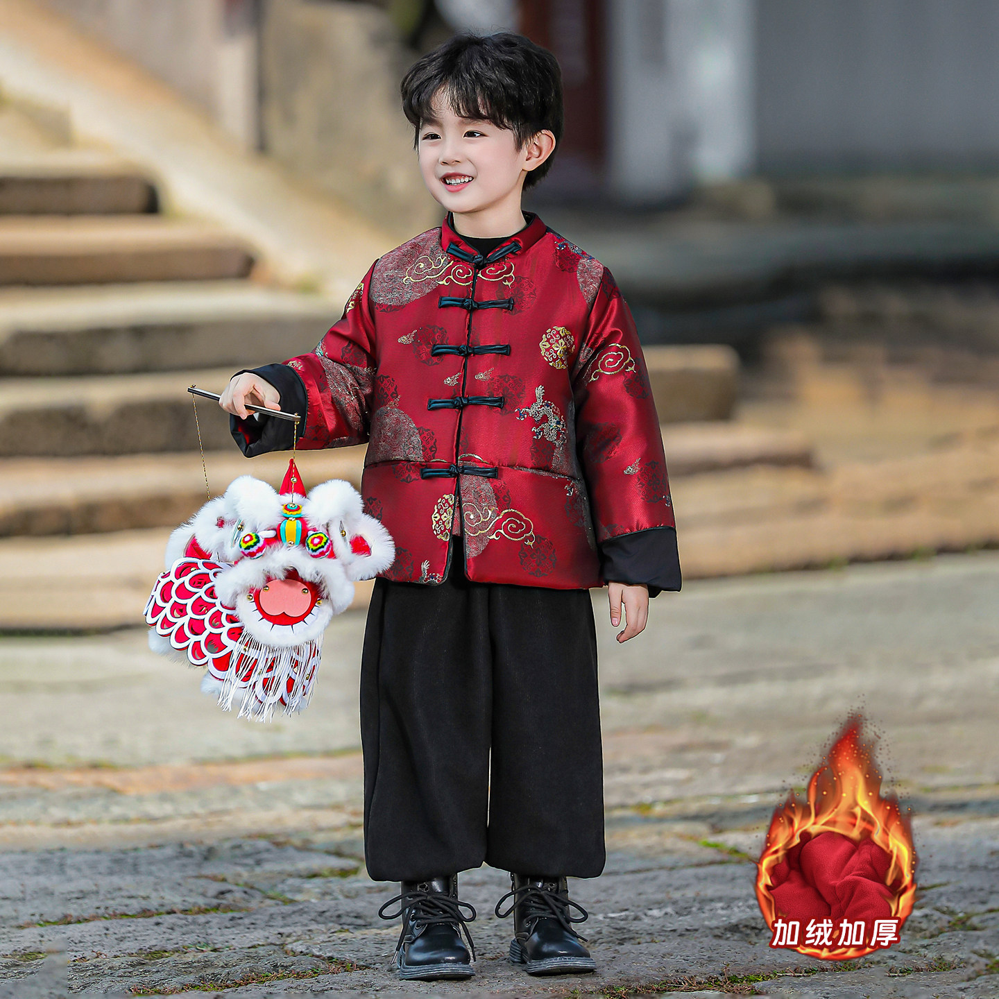 66男童拜年服26冬季加绒加厚儿童国风过年服宝宝过年喜庆新年套装,淘宝优惠券,粉丝福利购,淘宝优惠卷