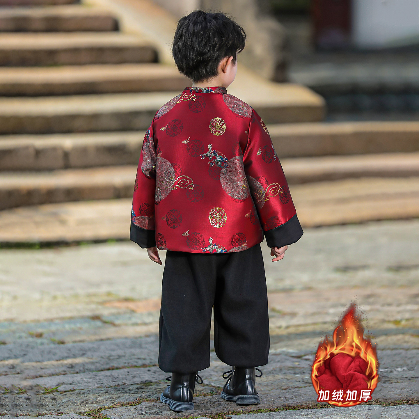 66男童拜年服26冬季加绒加厚儿童国风过年服宝宝过年喜庆新年套装,淘宝优惠券,粉丝福利购,淘宝优惠卷