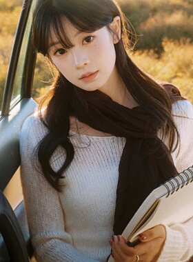 秋日深棕色针织丝巾女围巾棉麻保暖韩系文艺风百搭披肩围脖高级感