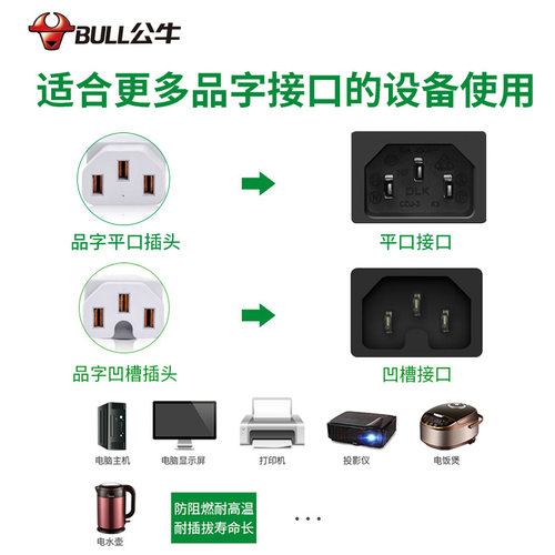 公牛电饭煲锅电源线电水壶线品字插头脚三角通用烧水电锅电线三孔 - 图2