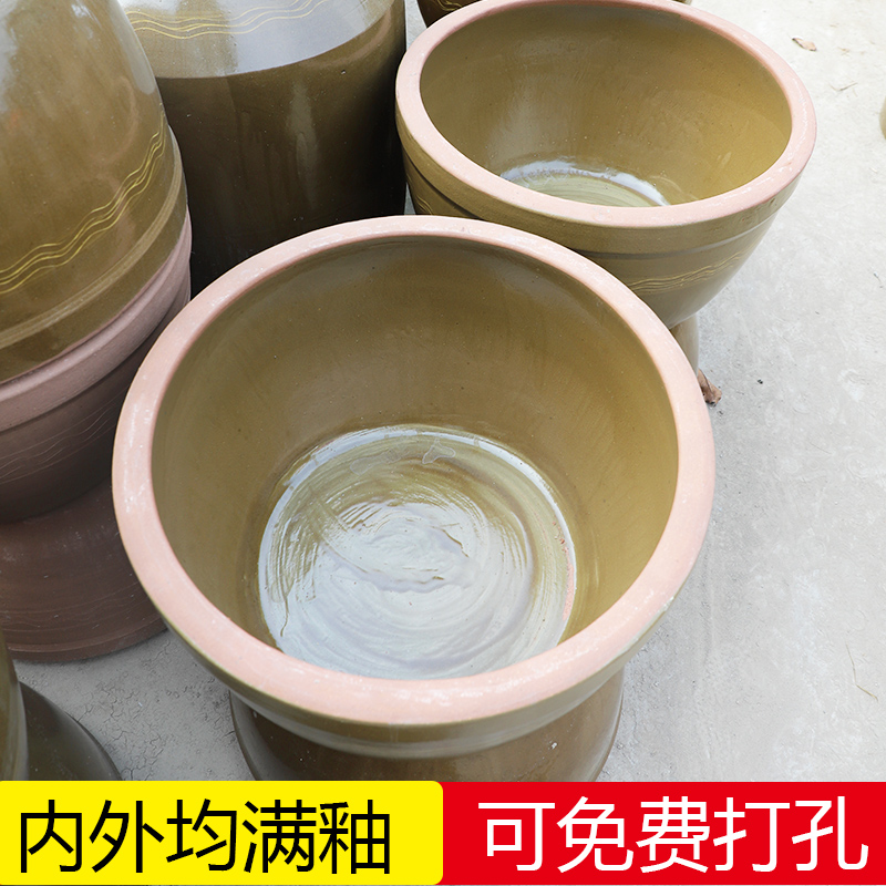 正品陶瓷花盆养铜钱草鱼缸睡莲专用缸粗陶大水缸庭院水仙花碗莲水-图0