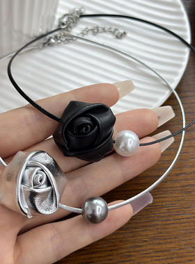 法式时尚高级感甜酷锁骨颈链皮质