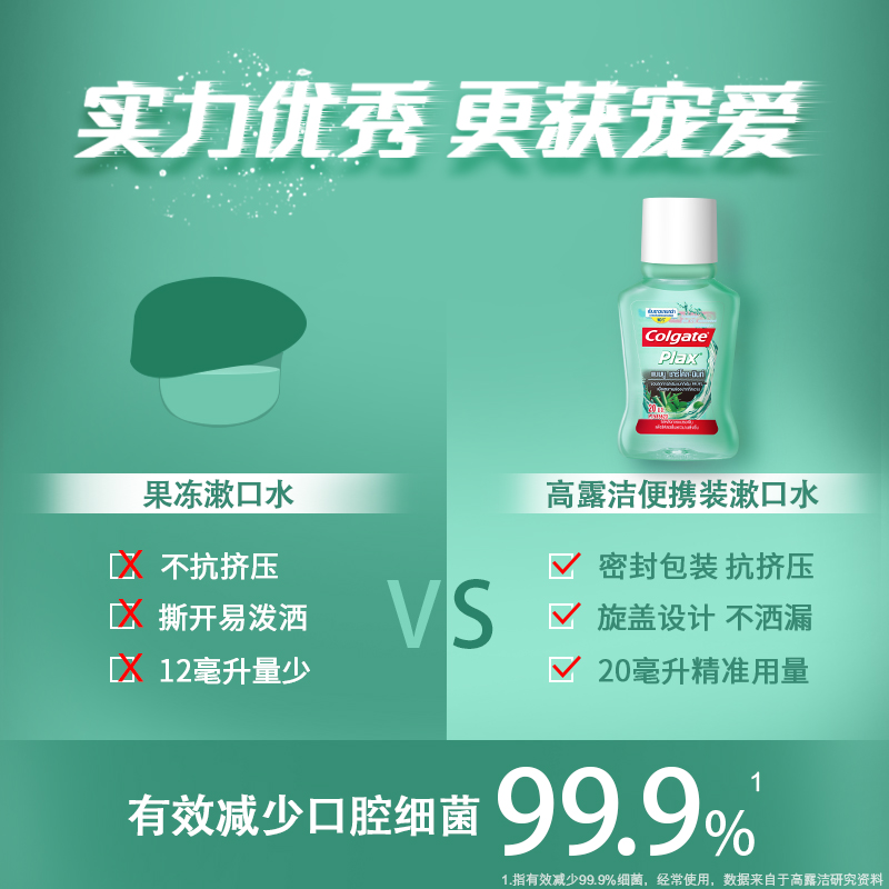 高露洁棕榄官方旗舰店高露洁进口0酒精减少口腔细菌去口臭清新口气漱口水便携装20ml*202