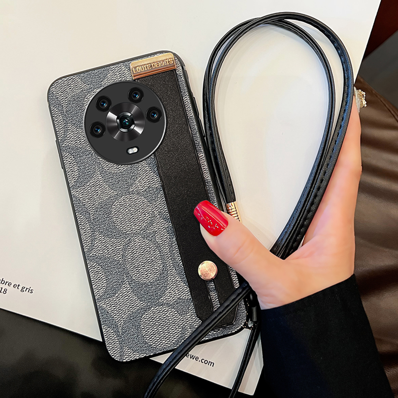 荣耀magic7手机壳6pro复古风腕带可支架保护套手提皮MAGIC5PRO外壳挂脖3至臻版挂绳女欧美4硅胶套包适用于