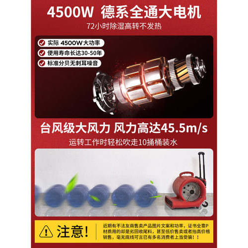 杰诺吹地机地面吹干机商用大功率干燥冷热吹风机地毯厕所地板除湿 - 图0