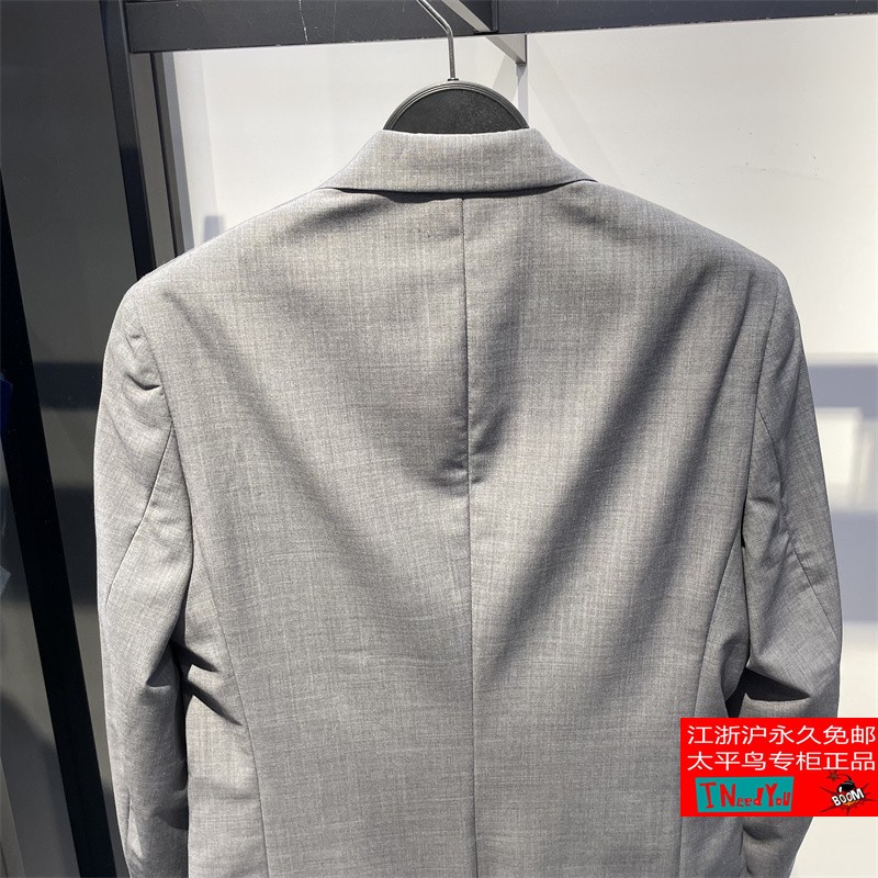 太平鸟男装2021年春季新款灰色修身时尚商务正装西服潮 BYBAA1X01