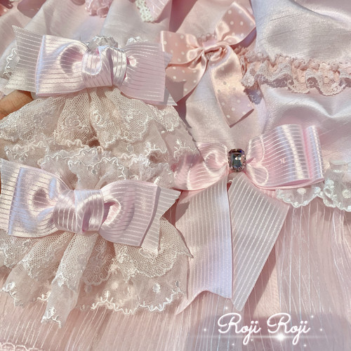 roji原创Lolita蕾丝手袖草莓天使樱花树下搭配蝴蝶结洛丽塔小物 - 图3