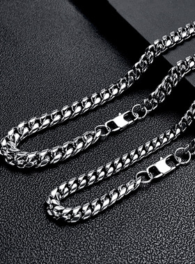 欧美古巴链时尚毛衣男士方形钛钢