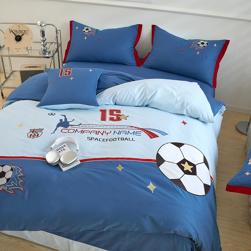 全棉床单四件套男孩青少年纯棉卡通被套男生儿童三件套1.5床笠蓝,淘宝优惠券,粉丝福利购,淘宝优惠卷