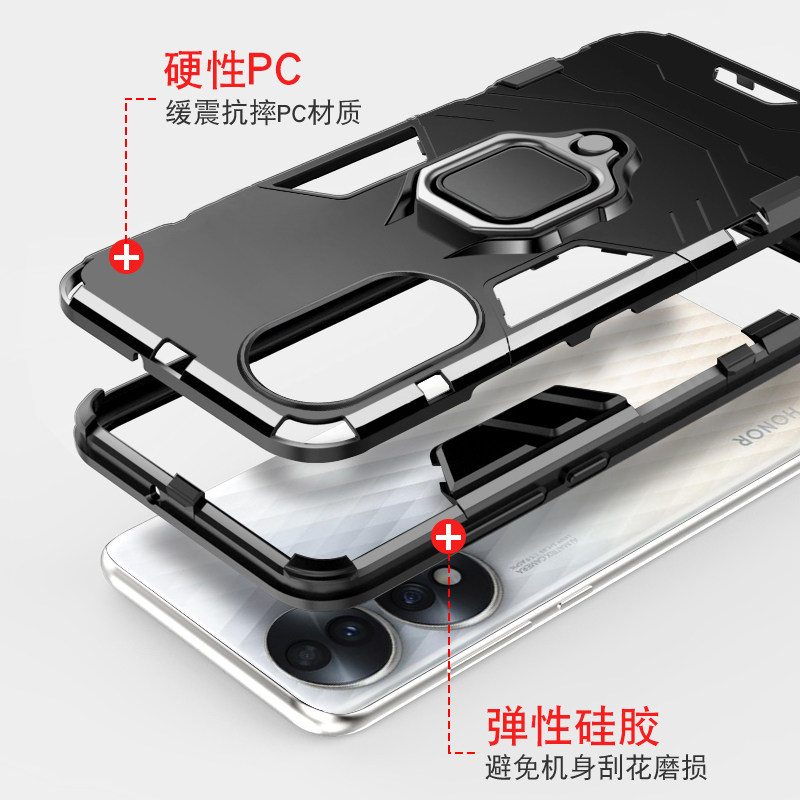Suitable for Honor 70 mobile phone case Huawei 70pro+ car magnetic suction with magnet ring holder honor70por frame silicone pc back panel anti-fall and explosion-proof