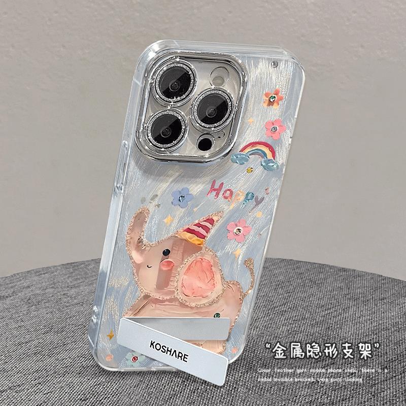 油画小象适用苹果iPhone16/15手机壳vivoX100s荣耀200新款OPPOReno12华为mate60pro全包Pura70女nova11小米14