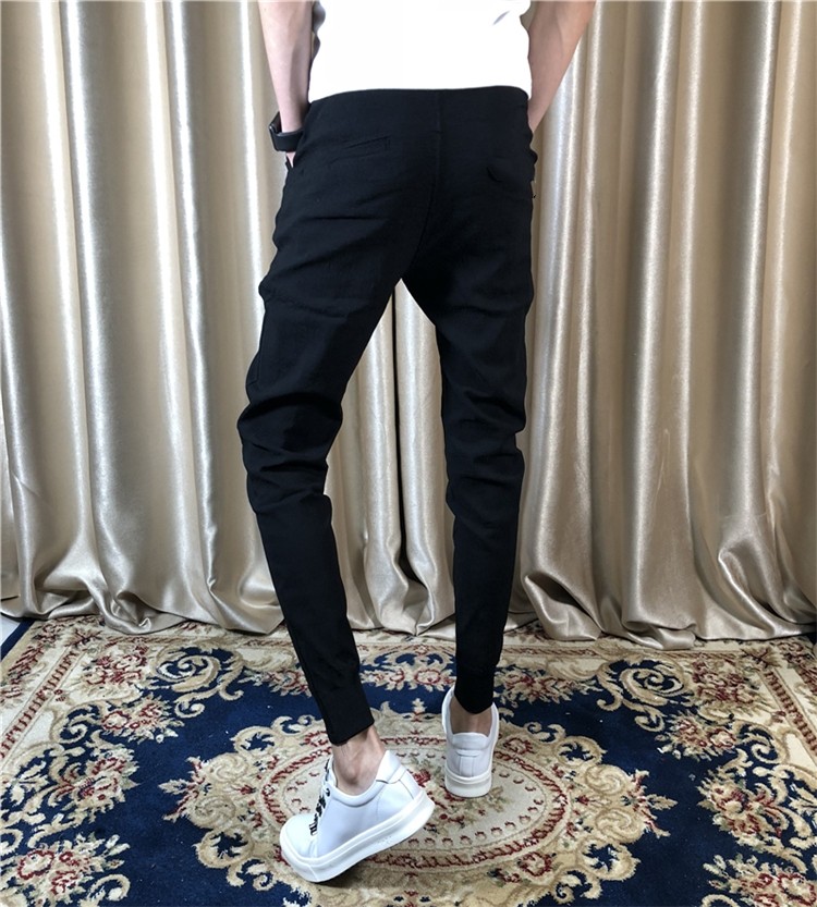 网红潮流百搭小脚休闲裤社会潮男修身束脚裤精神小伙裤子男九分裤,淘宝优惠券,粉丝福利购,淘宝优惠卷