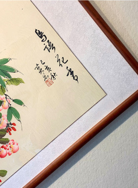 手绘真迹餐厅走廊楼梯有框花鸟画