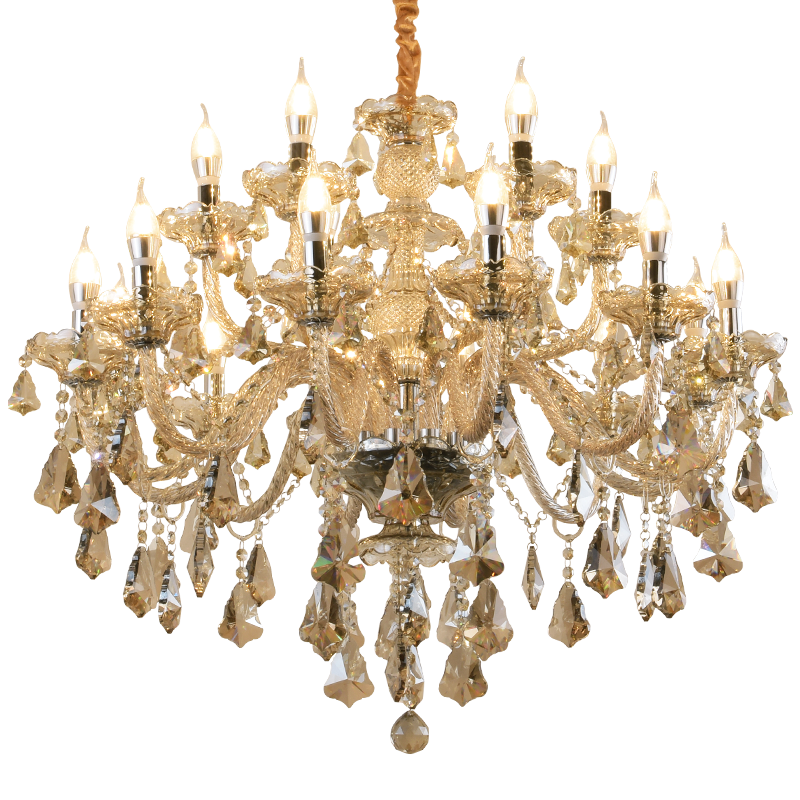 豪华水晶吊灯干邑色欧式蜡烛水晶吊灯客厅灯餐厅灯卧室吊灯书房灯_虎窝淘