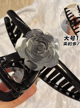 大号抓夹女山茶花发抓盘发夹子高级感发夹后脑勺发卡鲨鱼夹发量多