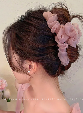 发量多抓夹超仙春夏网纱发夹女后脑夹子头饰盘发大号鲨鱼夹高级感