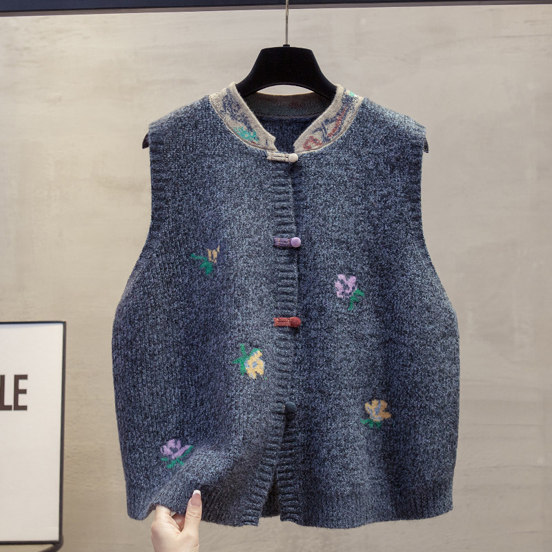 旗袍领开衫针织马甲背心女2025秋冬新款宽松外穿上衣国风毛衣坎肩,淘宝优惠券,粉丝福利购,淘宝优惠卷