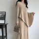 V-neck high-end long skirt and shawl two-piece set for autumn