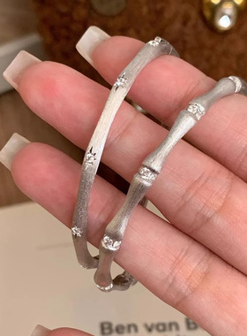 银色缎带拉丝手镯中古轻奢时尚设计简约气质高级感太阳花微镶