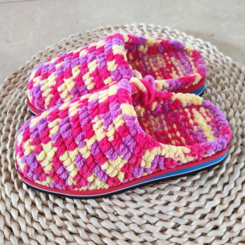 纯手工毛线拖鞋冰条线粗毛线情侣居家婚嫁男女钩鞋成品春秋休闲鞋,淘宝优惠券,粉丝福利购,淘宝优惠卷