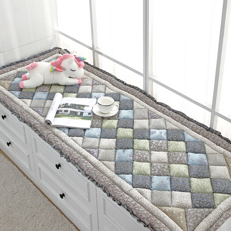 Korean style pure cotton thickened bay window mat spliced cotton four seasons