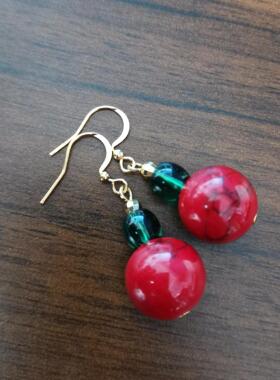 民族风手工编织颈链红球珠女简约短款项链复古百搭配饰红豆锁骨链