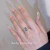 Leidy S925 silver plated real gold lake green star fall vintage 3 carat niche high-end temperament versatile ring for women