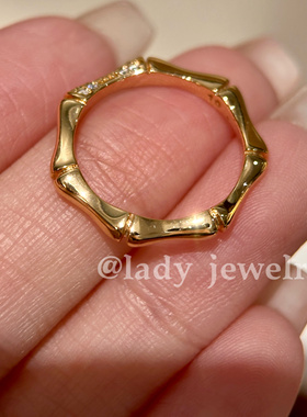 蕾迪高定竹节小钻镶嵌意大利工艺简约时尚百搭戒指